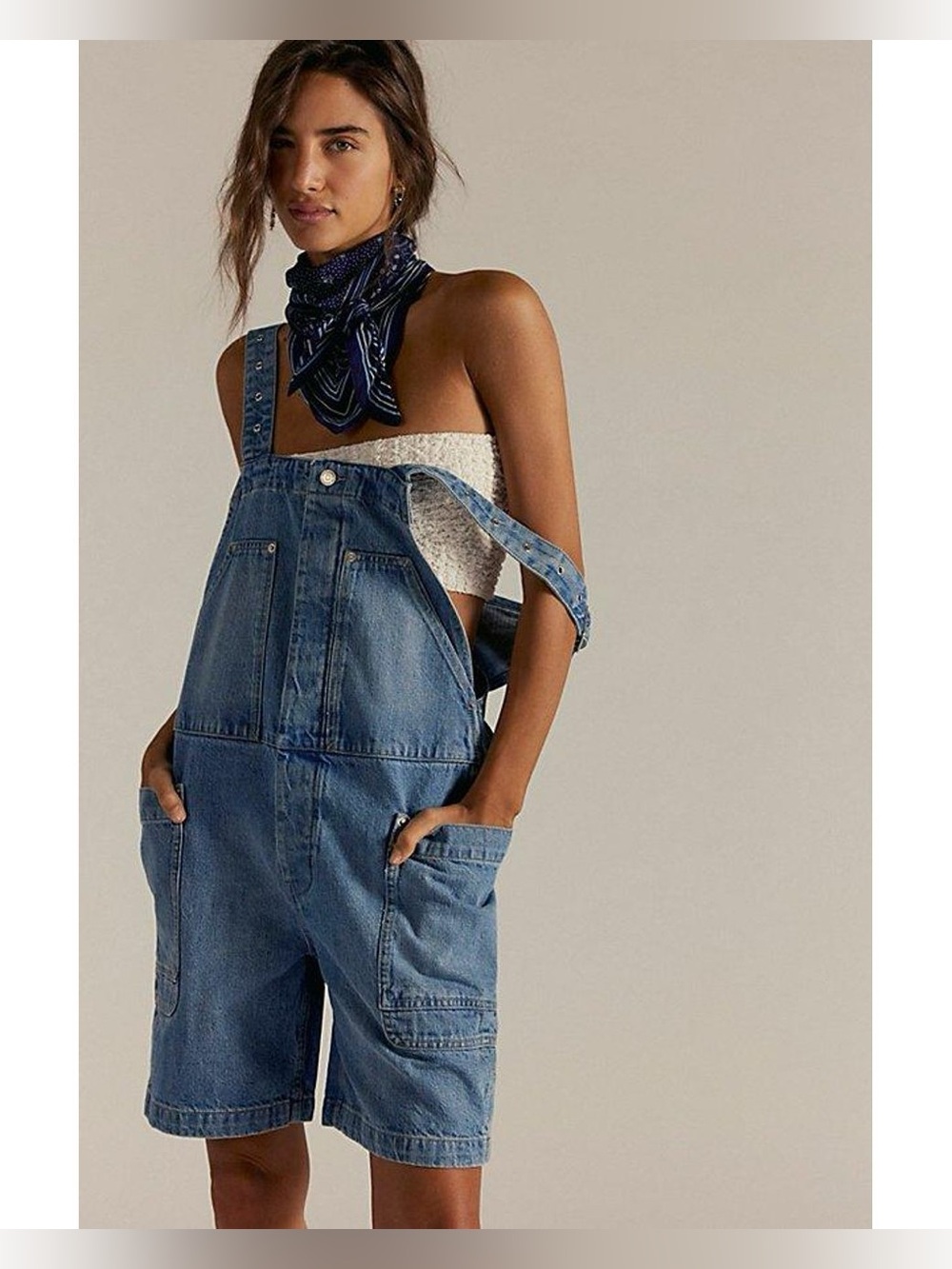 NWT! Free People We The Free Set It Off Long Shortalls Sz Medium
